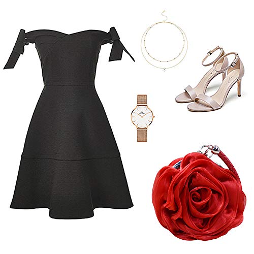 Millya Women's Rose Flowers Evening Clutch Handbag