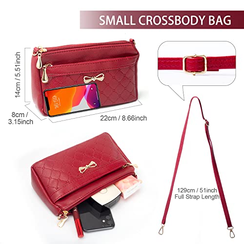 FULEI Red Crossbody Bag - Small Soft Leather