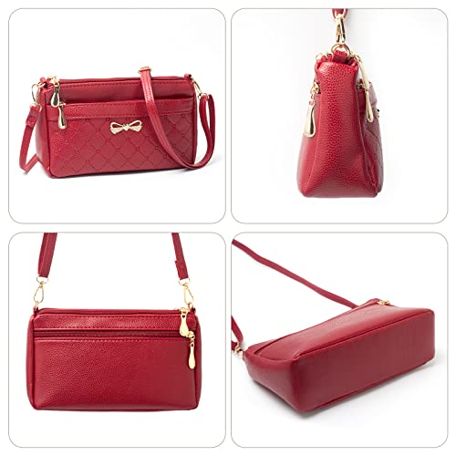 FULEI Red Crossbody Bag - Small Soft Leather