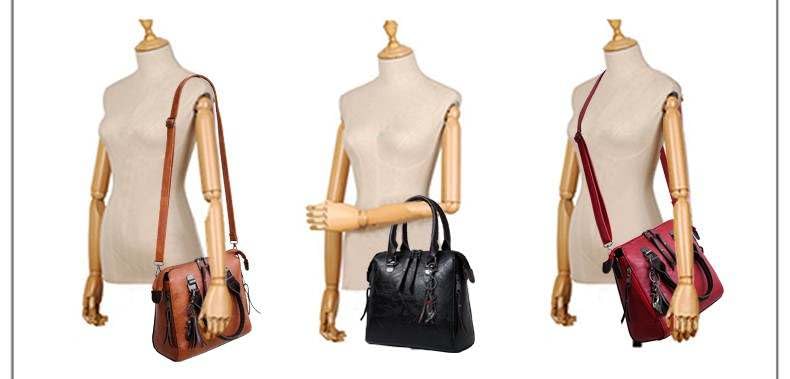 MaberLondon Women’s 4-Piece Designer Handbag Set (Red)