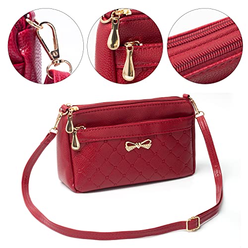 FULEI Red Crossbody Bag - Small Soft Leather