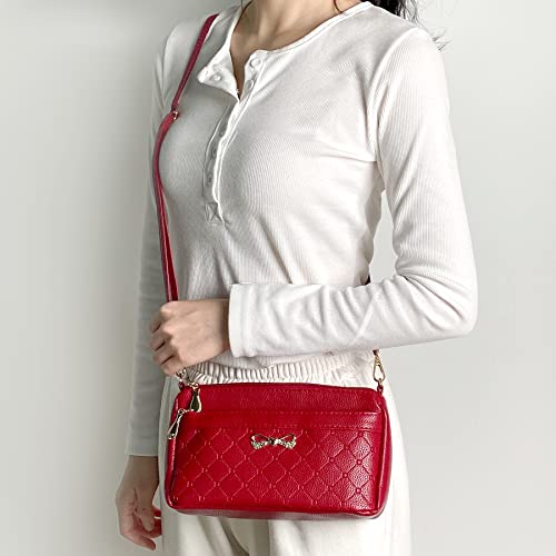 FULEI Red Crossbody Bag - Small Soft Leather