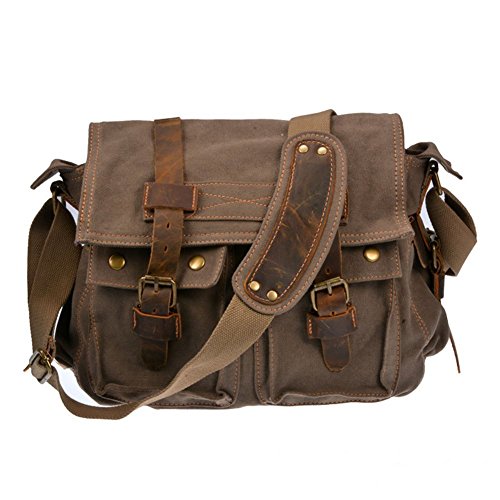 Brown Canvas Vintage Military Men's Messenger Bag