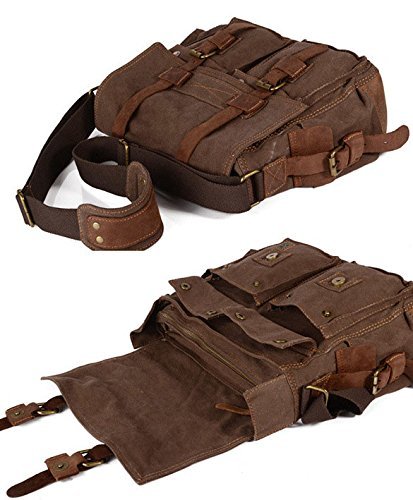 Brown Canvas Vintage Military Men's Messenger Bag