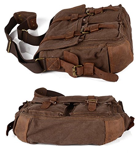 Brown Canvas Vintage Military Men's Messenger Bag