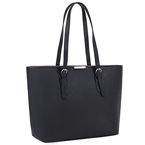Designer Black PU Leather Tote Shopper Handbag