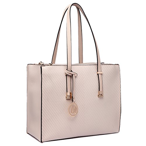 Miss Lulu Adjustable Designer Shoulder Handbag - Beige