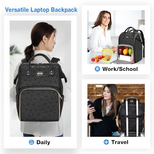 Lekesky 15.6" Laptop Leather Lunch Backpack