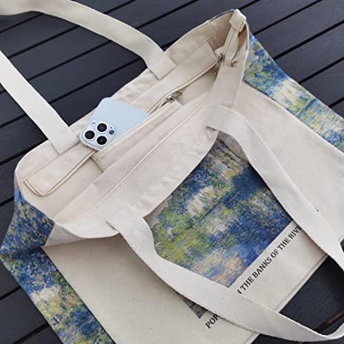Vintage Printed Canvas Tote Bag for Women