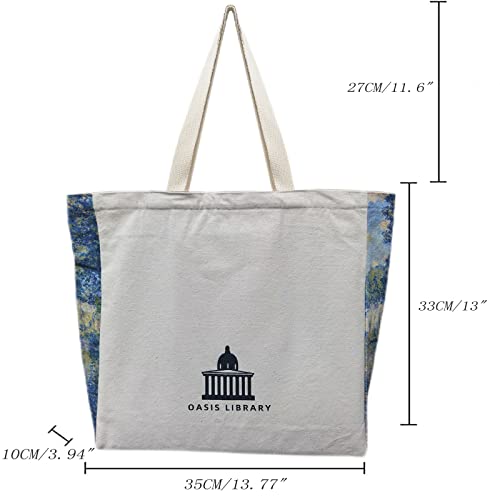 Vintage Printed Canvas Tote Bag for Women