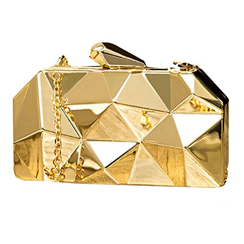 Meliya Geometric Pattern Metal Handbag - Gold