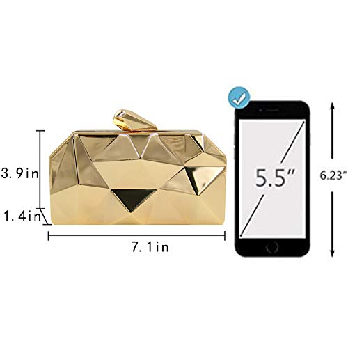 Meliya Geometric Pattern Metal Handbag - Gold