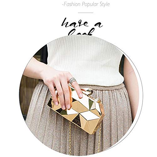 Meliya Geometric Pattern Metal Handbag - Gold