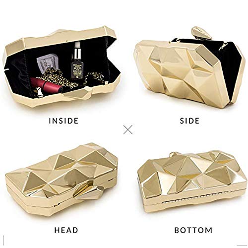 Meliya Geometric Pattern Metal Handbag - Gold