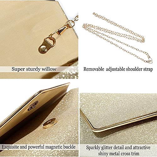Fioeyr Sequin Envelope Clutch with Chain Shoulder Bag