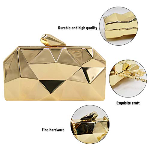 Meliya Geometric Pattern Metal Handbag - Gold