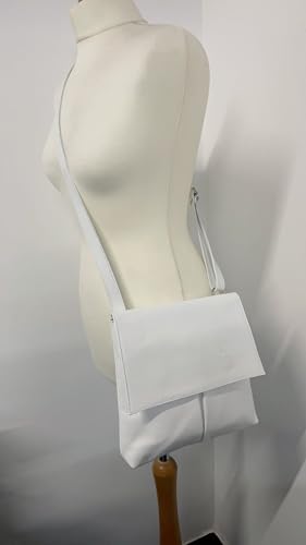 LeahWard Italian Genuine Leather Cross Body Handbag (White)
