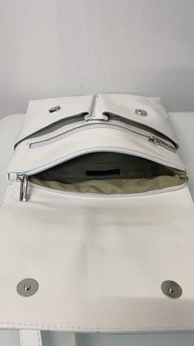 LeahWard Italian Genuine Leather Cross Body Handbag (White)
