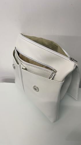 LeahWard Italian Genuine Leather Cross Body Handbag (White)