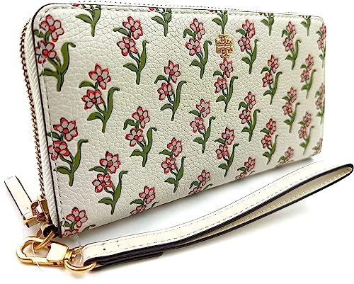 Tory Burch Emerson Mixed-Print Wristlet Wallet - Cream