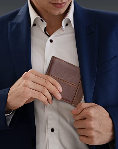 swallowmall RFID Genuine Leather Men's Slim Bifold Wallet