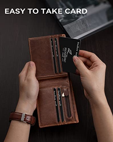 swallowmall RFID Genuine Leather Men's Slim Bifold Wallet