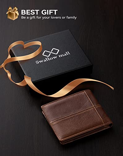swallowmall RFID Genuine Leather Men's Slim Bifold Wallet