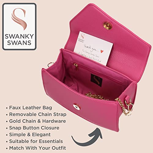 SwankySwans Lisa Clutch in Vegan Leather, Fuchsia