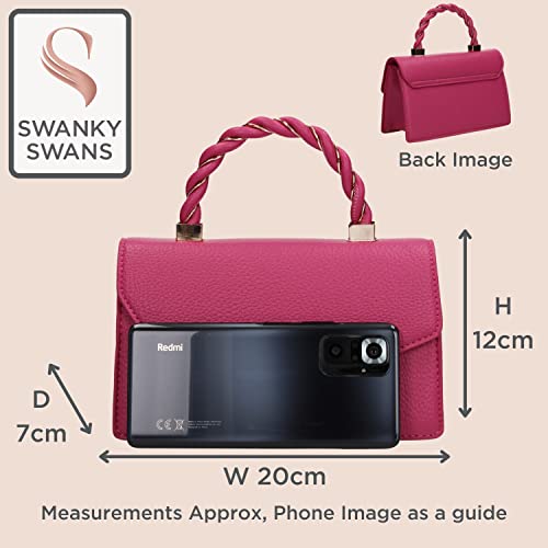 SwankySwans Lisa Clutch in Vegan Leather, Fuchsia
