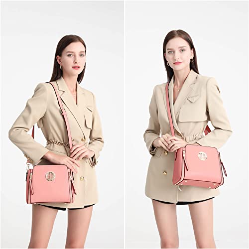 Miss Lulu Pink PU Leather Crossbody Shoulder Handbag