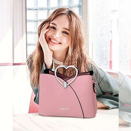 Pink Heart Handle Designer Handbag for Women