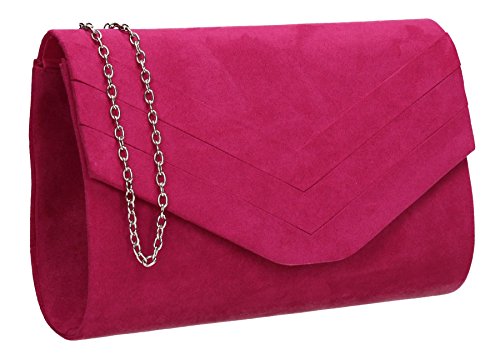 Fuchsia Pink Samantha Clutch Bag by SWANKYSWANS