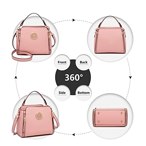 Miss Lulu Pink PU Leather Crossbody Shoulder Handbag