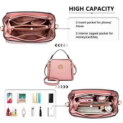 Miss Lulu Pink PU Leather Crossbody Shoulder Handbag
