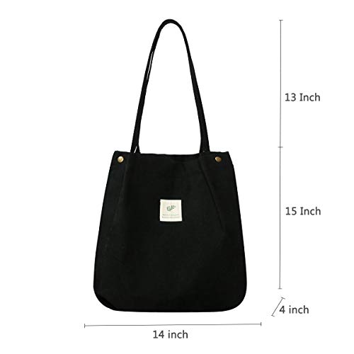 JISEN Reusable Shoulder Bag for Women, Black