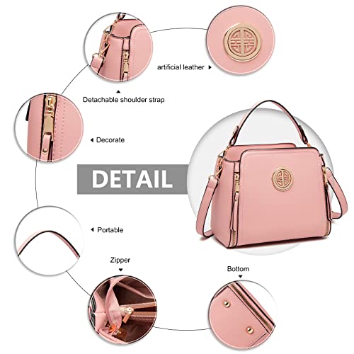 Miss Lulu Pink PU Leather Crossbody Shoulder Handbag