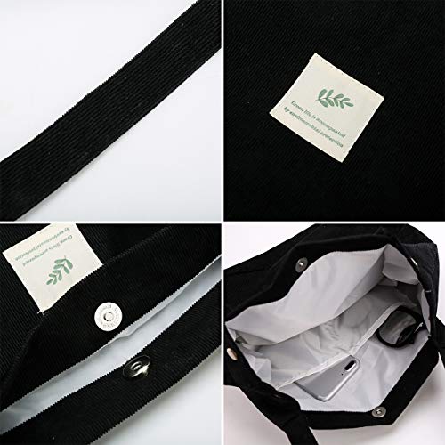 JISEN Reusable Shoulder Bag for Women, Black