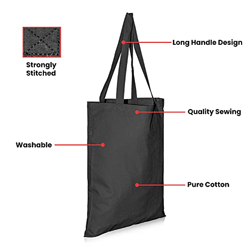 Large Reusable Black Cotton Designer Tote Bag