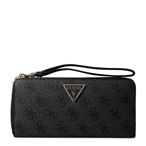 Guess Women Large Zip Around Bag, Coal Logo Fashion