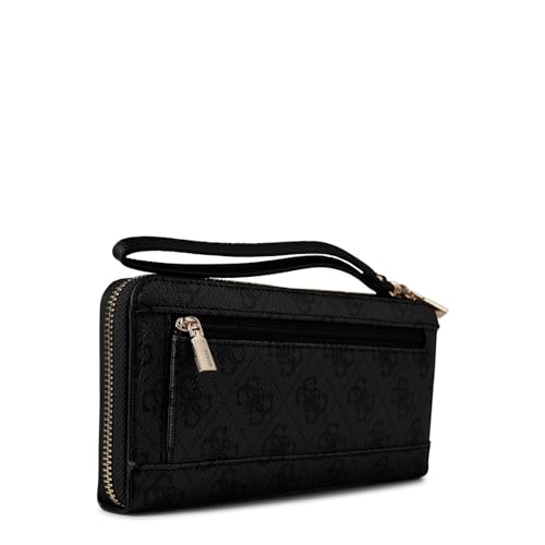 Guess Women Large Zip Around Bag, Coal Logo Fashion
