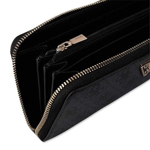 Guess Women Large Zip Around Bag, Coal Logo Fashion
