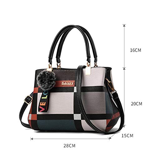 Plaid Shoulder Bag with Fashion Stitching for Women