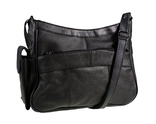Nappa Leather Medium Black Handbag with Crossbody Strap