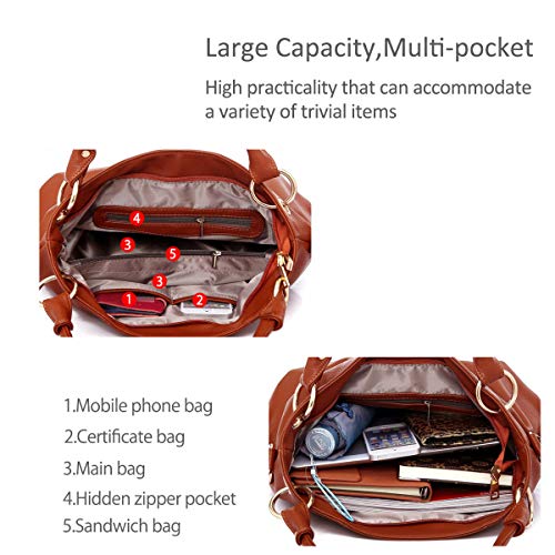 NICOLE & DORIS Large Capacity Leather Hobo Bag
