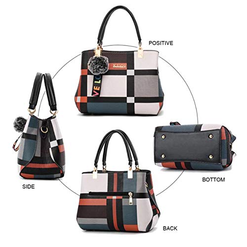 Plaid Shoulder Bag with Fashion Stitching for Women