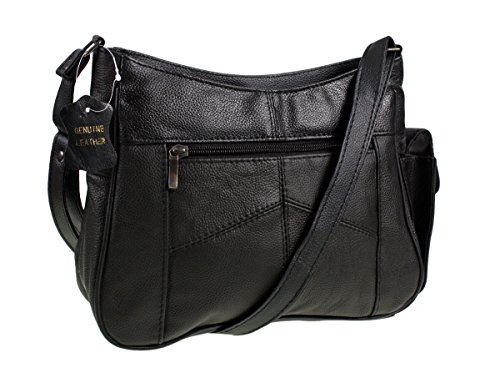 Nappa Leather Medium Black Handbag with Crossbody Strap