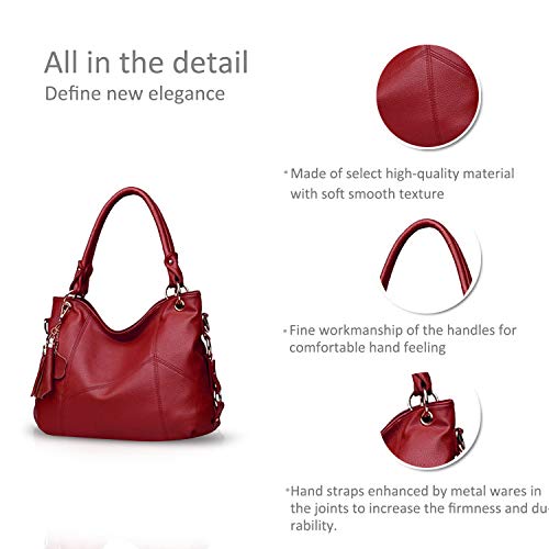 NICOLE & DORIS Large Capacity Leather Hobo Bag