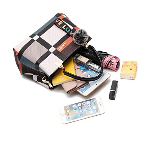 Plaid Shoulder Bag with Fashion Stitching for Women