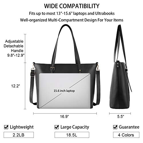 NUBILY großes Designer-Handtasche: Schwarz, Leder, Laptop