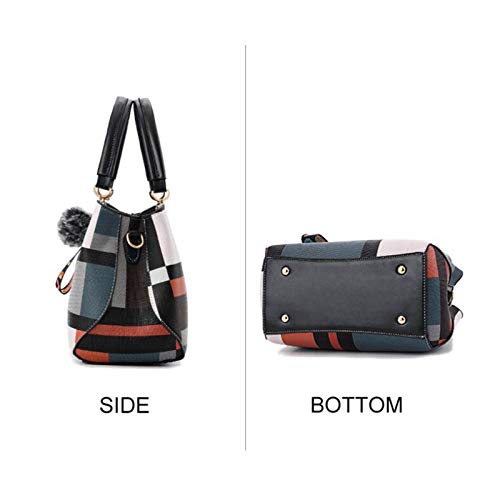 Plaid Shoulder Bag with Fashion Stitching for Women